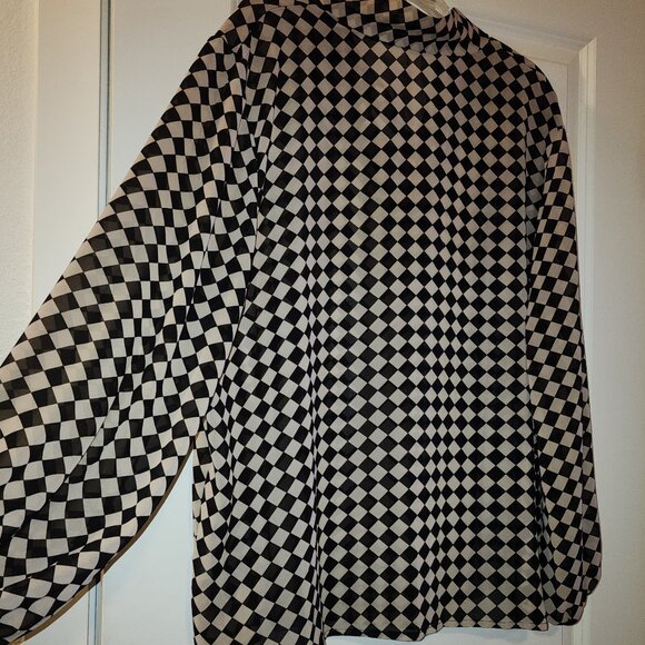 1XL Sheer Black & Tan long sleeve blouse Shein Curve - Picture 5 of 14